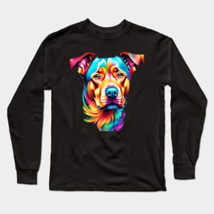 Surrealism art style vibrant Dog with calm brown eyes #2 Long Sleeve T-Shirt
